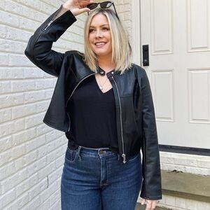 New Spanx Leather Like Moto Jacket Black Faux Leather 3X